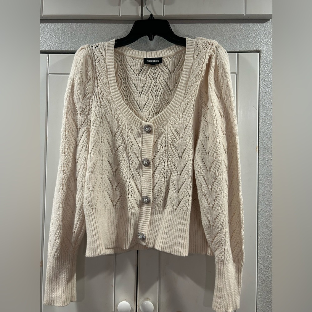 Express Ivory Textured Knit Top